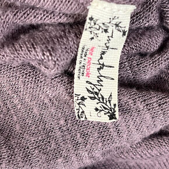 We The Free People Blouse Women Large Brown Scoop Neck Ribbed Knit Pullover Top - Picture 6 of 12